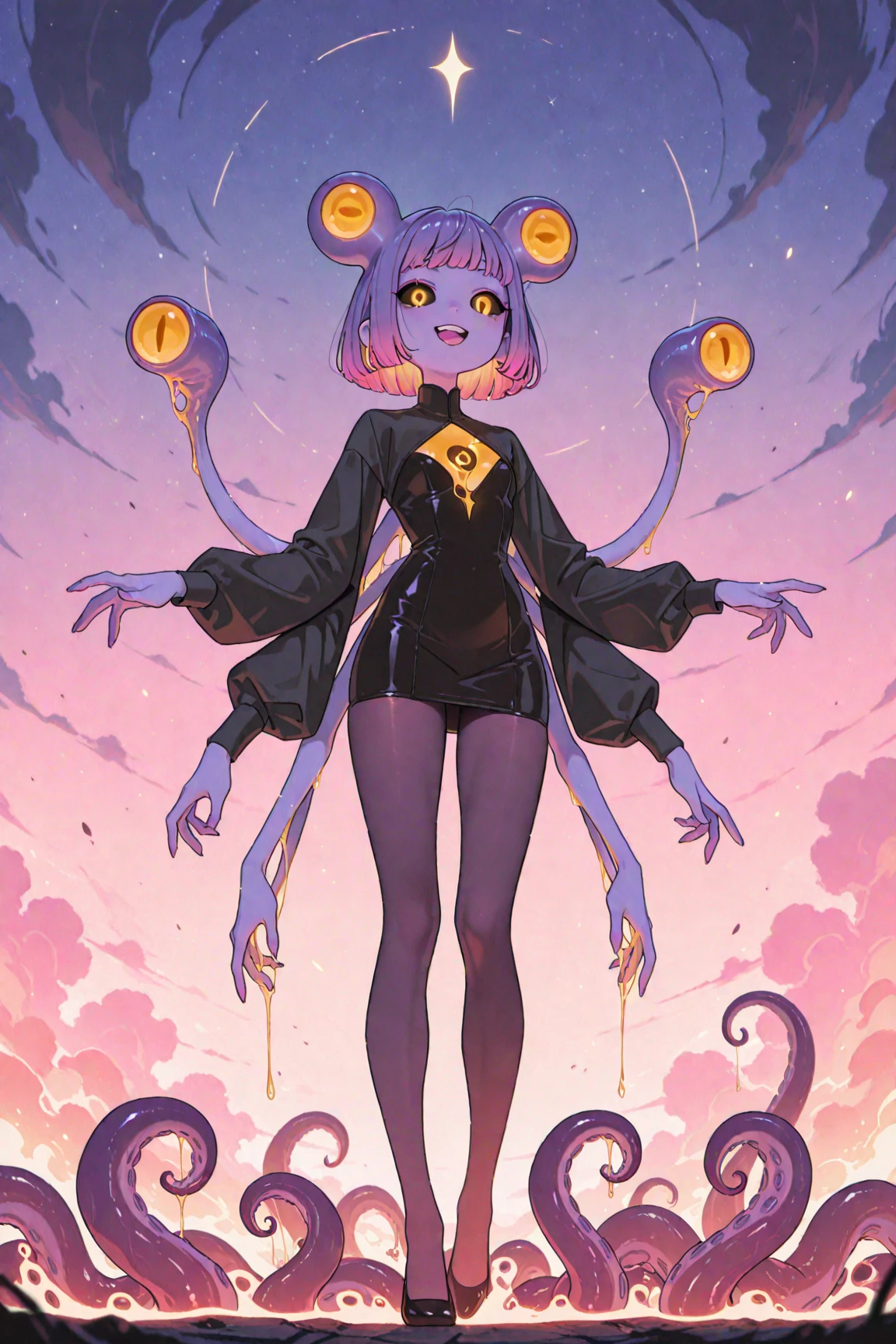 anime girl with purple hair and glasses in a space environment, girl in space, estilo anime. 8K, estilo anime 4 k, estilo de arte anime moe, portrait anime space cadet girl, in space, cosmic girl, anime girl with cosmic hair, planeta violeta, in space profundo, nightcore, in space, in a galaxy, estilo de arte de anime
