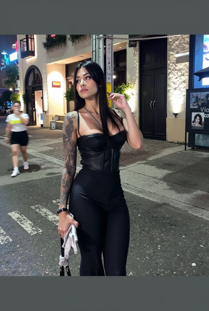 ((film grain, bokeh, light particles ,dust motes, extreme camera angle.)), dynamic pose, full body photo of a young attractive broken cyborg female, eyebrow up, night, streetlamp, gray strand of hair