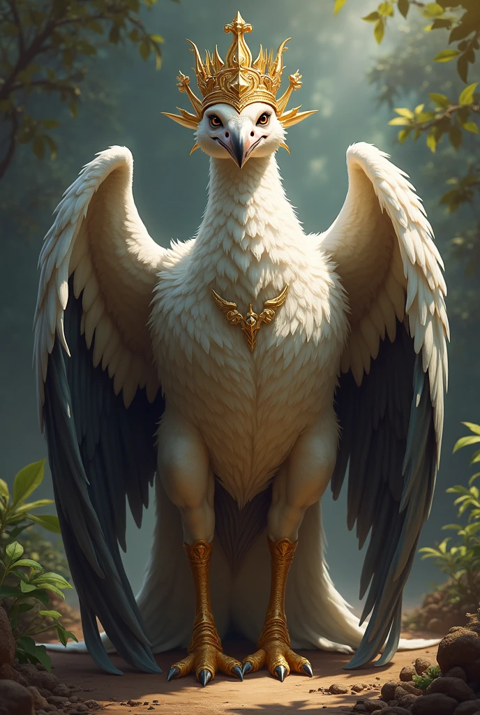 ultra-detailed, masterpiece, masterwork, high quality, best quality, hdr, (nature), , male, solo, avian, (()), (white little body gargoyle), (long silver hair, beak, yellow eyes), sitting, dynamic angle, (, perfect ), Hands and wings in one piece,