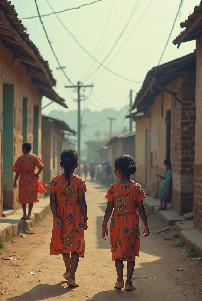 A simple village girl in a Indian village road with her boyfriend