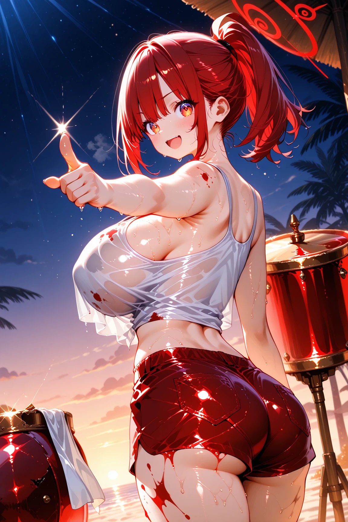 1girl, solo, nsfw,, (wearing nothing: 1.5), large breasts., empty eyes ,flooding, fire, heavy snowfall, frozen, file, crying, sea, cooking, whole body, Cherry tree、blue sky, church,, classroom, garden luka, blue eyes, , long hair, pink hair , nipple , wet