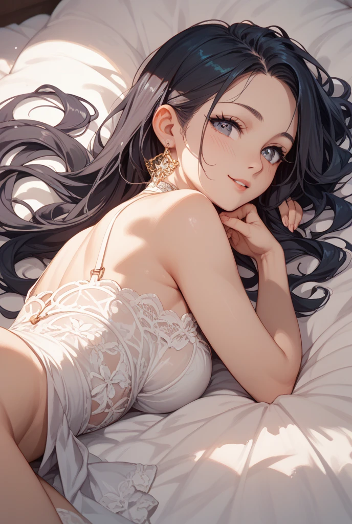 melancholy lighting, quiet, calm, brightness, masterpiece, best quality, 1girl, (JinxLol:1.2), (ultra photorealistic:1.3), (masterpiece:1.4), best quality, ((realistic)), high quality, ultra detailed, ((real image)), ((realistic skin)), ((realistic face)),(illustration:1.05), (beautiful:1.05), (beautiful detailed eyes:1.05), (cinematic light:1.1), full body, precise proportions, 18-year-old girl, skinny model lying next to the bed, hair fluttering in the wind,  tulle, long legs, feet slightly open, buttocks, blush, shyness, collarbone, abdominals, double weave, beautiful and delicate face, fair skin, real skin, (face detail), pores, super high resolution, 8k, parameters Best quality, masterpiece, super high resolution, (Realistic 2.0), More details, detailed skin, no panties, wide smile, voluminous straight hair, perfect and well-designed eyes, girlfriend, beautiful, beautiful,  flowers, studio lighting