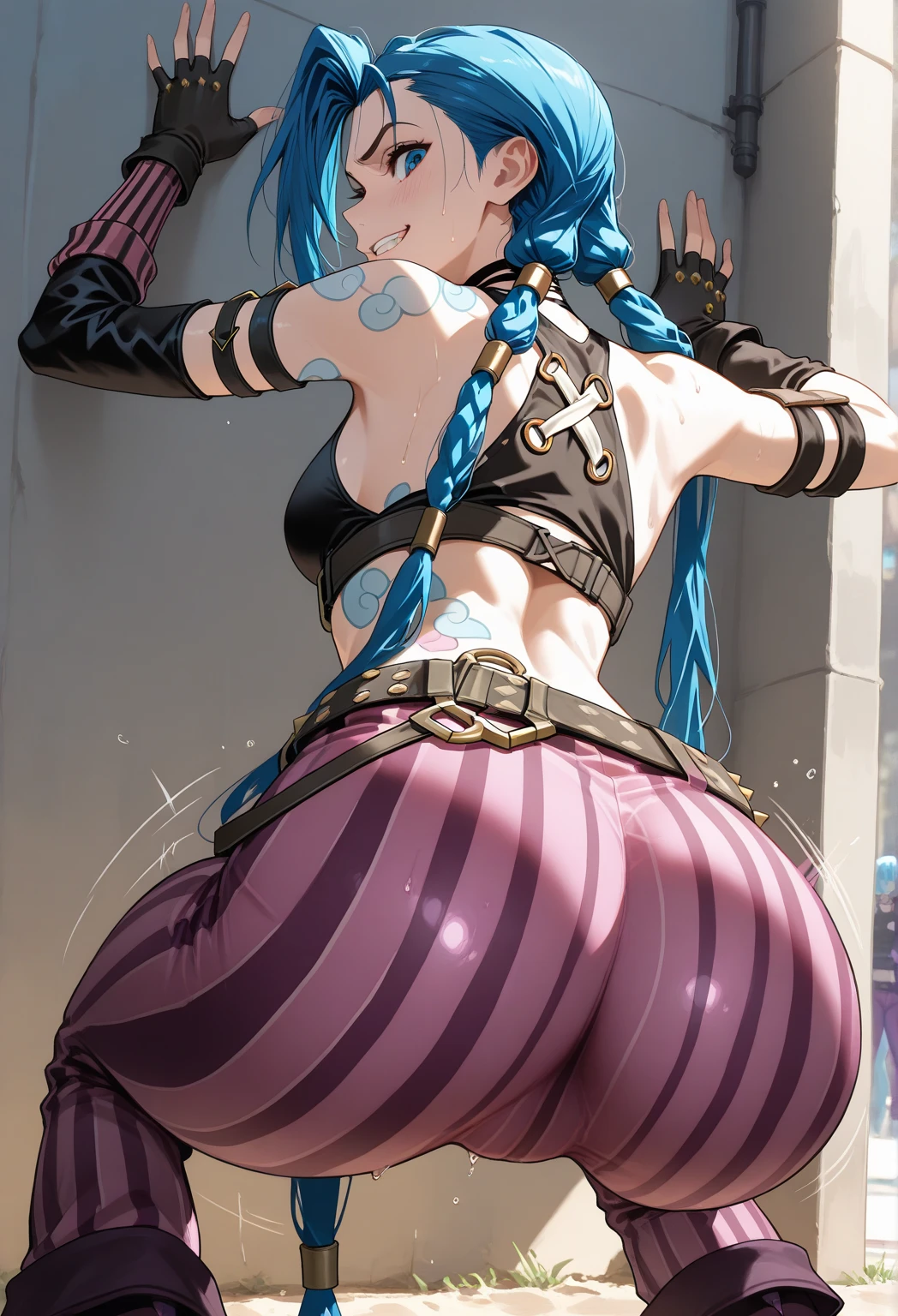 1 girl, (medium breasts))), (((wearing a very sexy student uniform))), (long pink hair), blue eyes, (((twintails))), thin arms, {{{in the room class}}}, (slim waist), (((muscular belly, pink high heel shoes, (((showing her big ass to me))), (full body photo), standing, (Double tails), Long Eyes, Eye flare, moodiness, anime, anime style, ray tracing, glow, drop shadow, panorama, Sony FE, 8k, UDisk, master piece, accurate, anatomically correct, Super Detail, best quality, ultra high resolution , hard disk, 16k