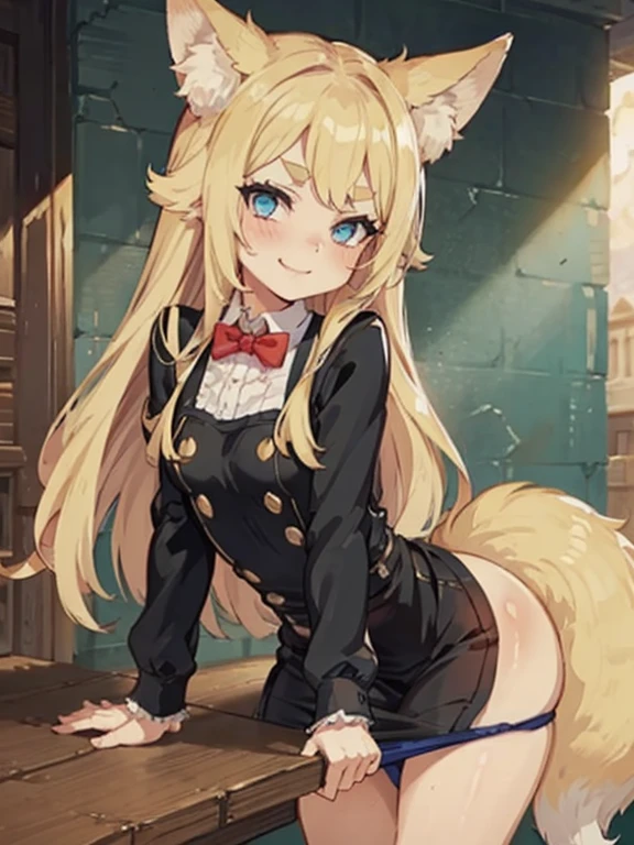Anime. 1 girl. Baby. Kitsune. Blonde. Long hair. Blue eyes. Beautiful eyes. Perfect eyes. Expressive eyes. Blind eyes. Blind. Ideal face. Ideal anatomical body. Beautiful long legs. Beautiful body. Beautiful nose. Fox ears. Fox's tail. 12 years old. Embarrassment. Blush. Beautiful character design. Shiny skin. Dirty tunic. Torn Tunic. Slave. Collar. Shackles. On a chain. No panties. Barefoot. White cane in hand. Hand on crotch. Urinary incontinence. She wants to pee. She needs to pee. She has a strong, desperate urge to pee. He squeezes his crotch tightly. Rubbing the crotch. Slight forward bend. She peed herself. The girl can't stand straight. She pees standing up. She peed herself while standing in the raov market. Middle Ages. Fantasy. City. Town Square. Slave market. Tears on eyes. Cry. Snot flows from the nose. Whole body. nsfw. Official art. Extremely detailed CG Unity 8k wallpaper. Ideal lighting. Ultra high resolution 4K. Super detailed 8K. A high resolution.
