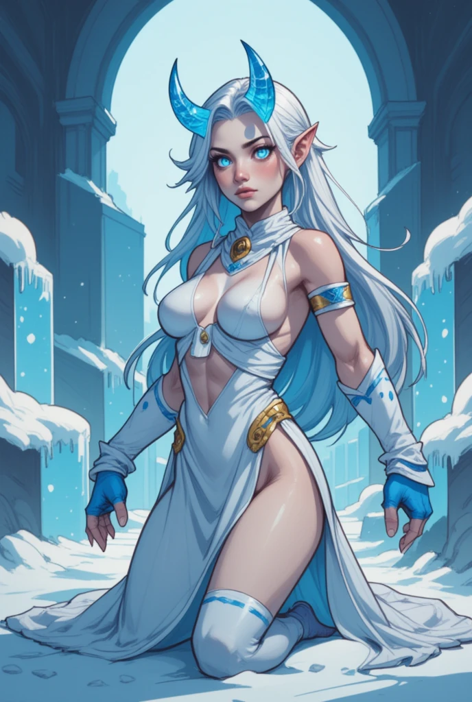 NSFW (artwork:1.2),(lineart:1.33),muscled, 1girl, full-frontal nude, portrait viking elf female viking with blonde braids, talking, scars, in a snow mountain,(hyperdefineed-art),epic, cyan, yellow tones,from above,nordic,cartoon,fantasy aesthetic,complex lighting, clouds, winter setting, (flat saturated colors),(ultradetailed:1.2),absurdres, (atmosphere), cinematic composition, fine details, perspective, intense, (sharp focus),(lineart:1.33)