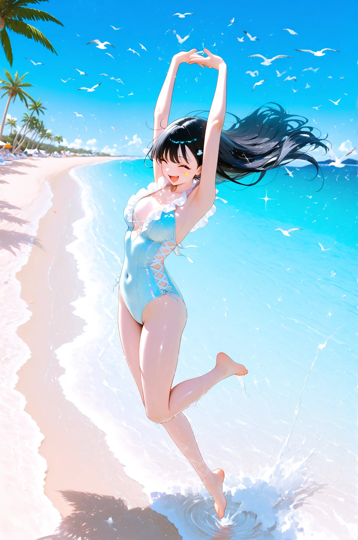 a girl in a swimsuit