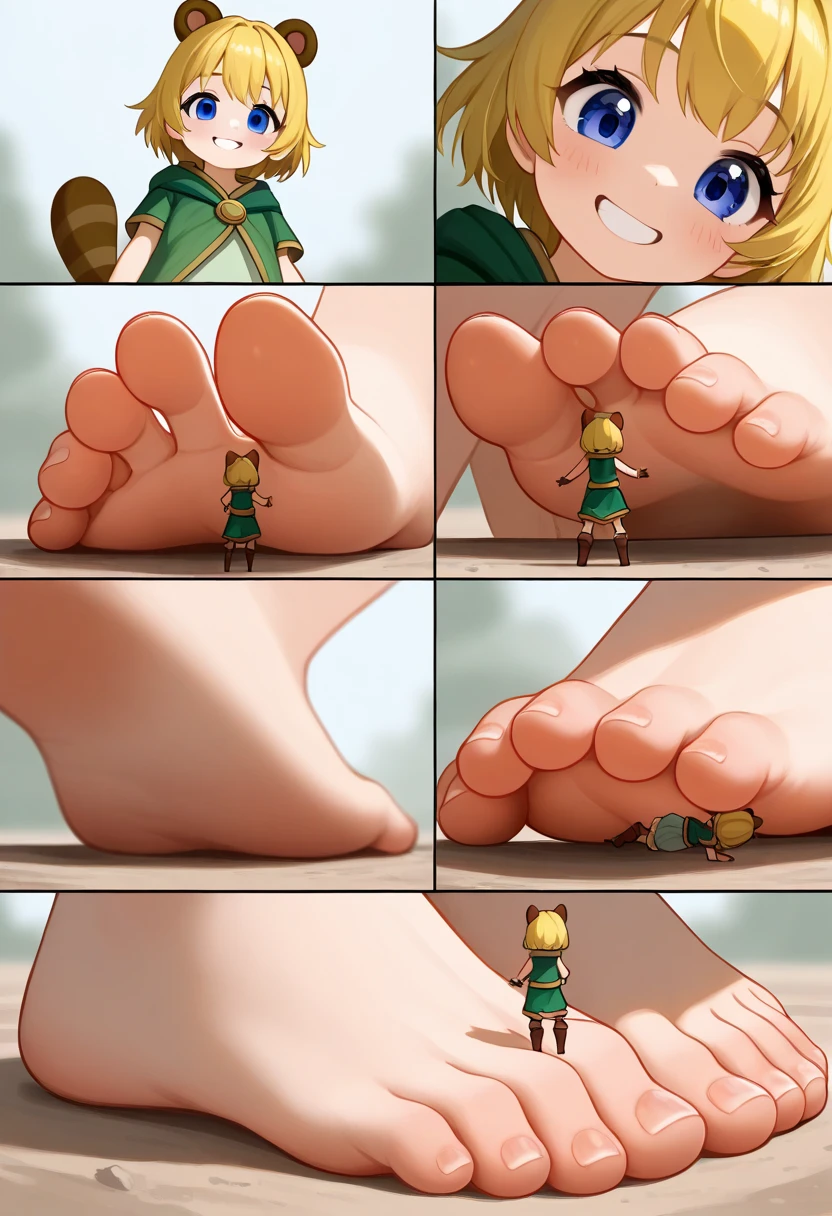 a cartoon picture of a woman in a white dress with beautiful feet. feet are covered in dirt and sweat