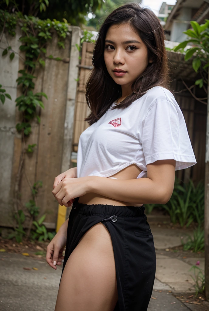 young thai girl, soaked by rain, getting in a truck, white tank top, black shorts to thighs