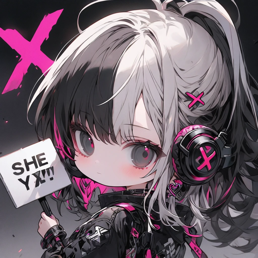 One girl, Animal ears, bangs, blush, Bodysuits, chest, Mouth closed, fake Animal ears, gloves, Headphones, headset, Horse's ears, Impossible clothes, Jacket, large chest, Long Hair, Long sleeve, View your viewers, pink Bodysuits, Pink Eyes, Simple Background, Fits perfectly to the skin, smile, alone, Twin tails, Upper Body, very Long Hair, White Background, white gloves, Gray Hair,Alice \(Nod\),(masterpiece:1.4),(Highest quality:1.4),(Shiny skin),Realistic