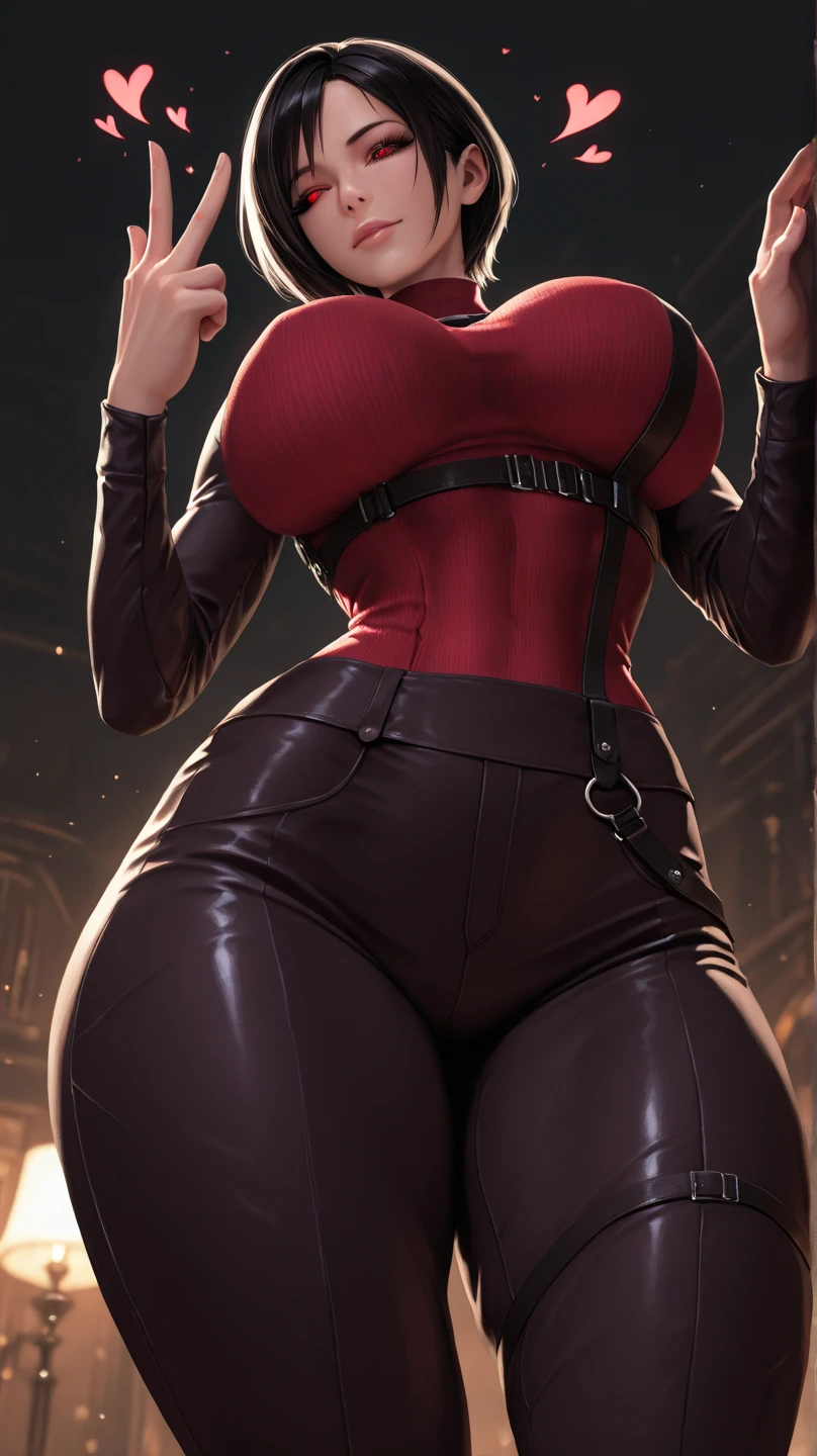 super hero, muscular legs, black and red suit, long blond hair, ponytail, not safe for work, see-through pants, small waist, Lady Deadpool, stiletto heels, pumps, character design, artgerm, kuvshinov, trending on artstation, golden hour, hyperrealism, massive tiddies, Huge thighs, massive hips, big calves, seductive, no panties, thigh high boots, hourglass figure, shiny clothing, spandex, digital painting,  digital illustration,  extreme detail,  digital art,  4k,  ultra hd, detailed,  vibrant,  sharp focus,  wlop,  unreal engine, radiant,  lewd, nylons, lace-up boots