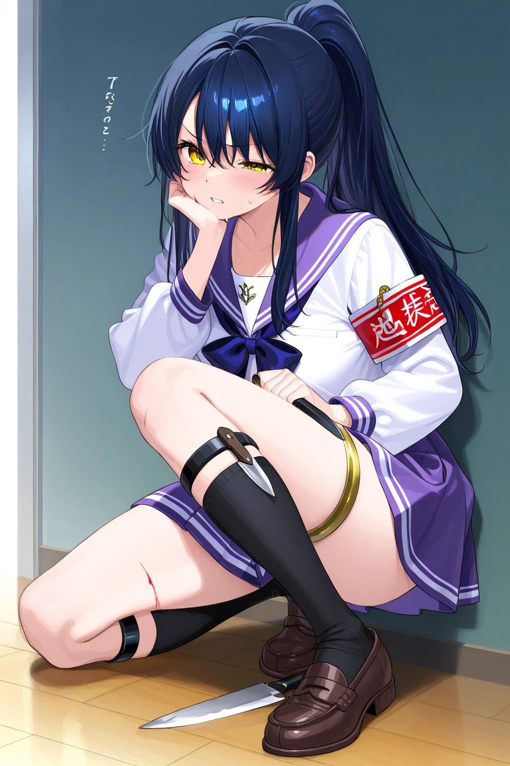 1girl, nsfw, furuderika, long hair, purple eyes, blue hair, blunt bangs, empty eyes, large breasts, nipple, Walking, Hospital, frozen, wet, crying, Naked, (1girl) , solo, Blank look, Peeing, lactation, projectile lactation