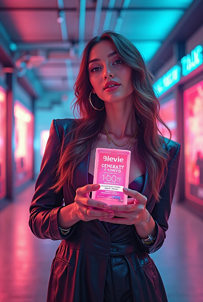 35yo brunette woman with her hair in a bun, (holding a sign saying "True To Life":1.3), she has perfect hands with pink nail polish.