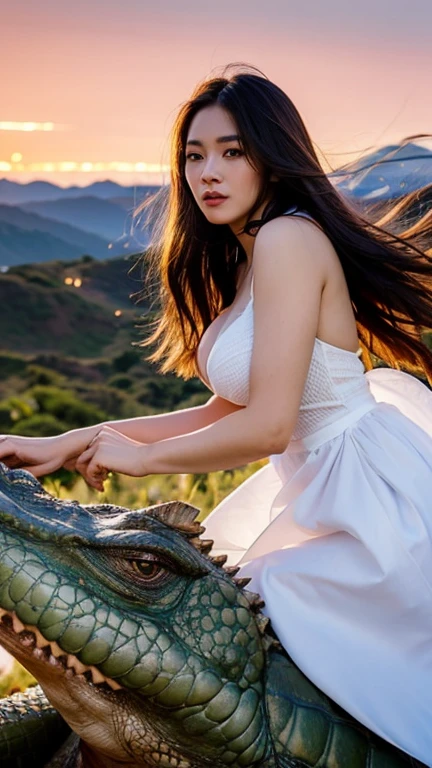 A beautiful girl, sitting next to a giant cobra, under a sky full of stars and moon, eyes looking forward, hair with flowers, skin as white as peeled chicken eggs, long black hair in braids, breasts big charm. Wearing seductive lace underwear, posing freely, standing next to a giant snake in the middle of a flower field