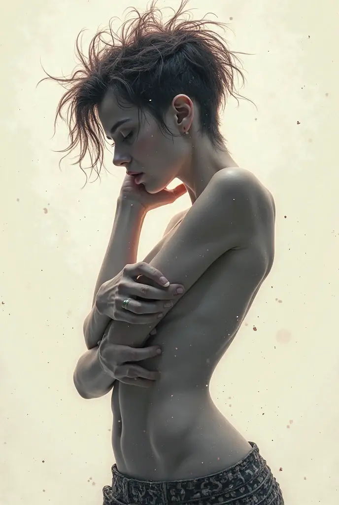 Daisy Ridley face, Daisy Ridley as Rey Palpatine, Realistic face, Young teen Face, star wars triple buns hairstyle, Freckles on her face, Light hazel eyes, Star Wars Character Model, Slim Athletic teen body, Virgin's body, Glistening shiny skin, Toned Abs, Small A cup Breasts, Dark Areolas and nipples, Naked, Virgin's vagina, Photo Realistic detailed vagina, pink Labia, Detailed labia; "Kneeling in the rubble of a destroyed building, Rey's shoulders slump in defeat. Blood trickles from a cut on her forehead and dirty, reflecting the intensity of her recent fight."