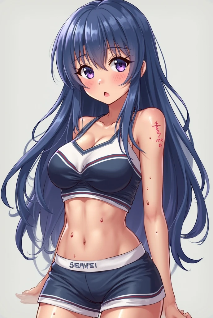 Super Loose unbuttoned no rise shorts, sexy outfit, anime manhwa girl, super mini top