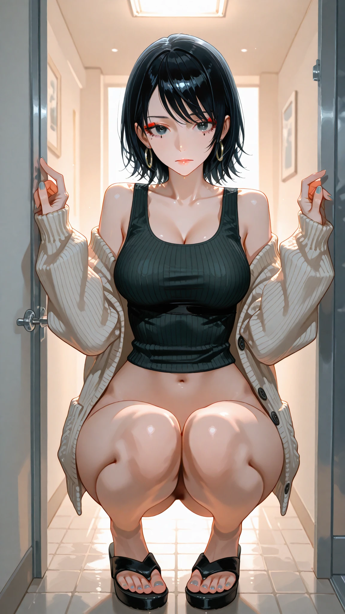 (((Fully naked body)))、((((Spread your legs wide))))、Absurd, High resolution, (Anime Style:1.1), ((Tabletop)), ((highest quality)), (Super detailed), (beautiful), solo, beautiful face、(lift),Cute girl in dirty room,Wind,Bob cut with black hair, beautiful黒い目,Ephemeral,View Viewer,dramatic、(Esbian all over)、Low angle、(12 years old:1.4)、(Love Juice)、、(Female masturbation、Browsing Caution、Grab your chest:1.4)