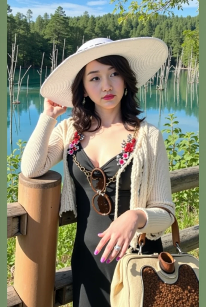 (flat-colors:0.9),(colourfull:1.1),(masterpiece:1,2), top-quality, masterpiece, hight resolution, Original, highly detailed wallpaper, Viewer's Perspective,Solo,portlate, ((A MILF))、53 years old、Mature Woman Body Set、Exposing breasts、showing teeth、Detailed tongue、Detailed mouth、Staring at this、Wrinkles at the corners of the eyes