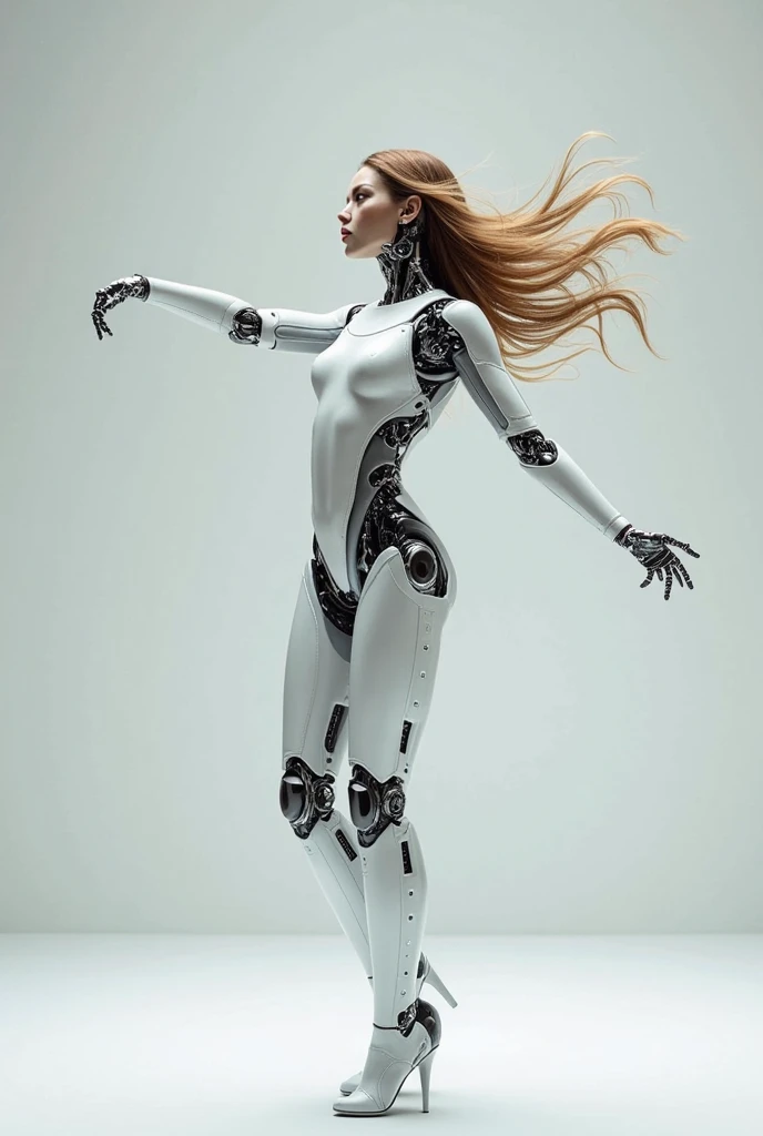 Translucent ethereal mechanical girl，garota futurista，Mechanical joints，garota mecha，Fundo urbano futurista, full body, no cropped parts, (((full body image)))
