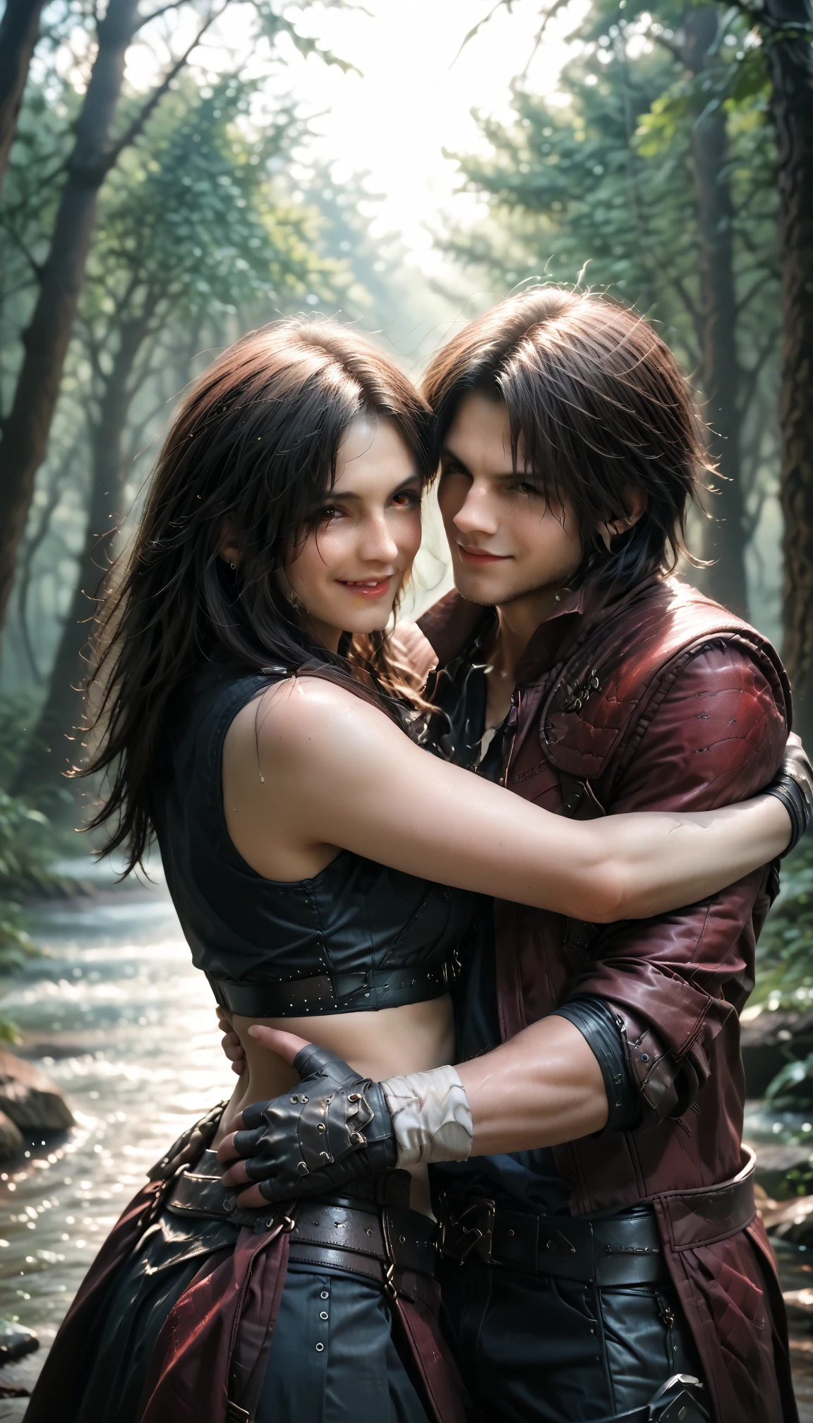 A man is fucking in the ass a sensual soaked and sweaty smiling closed eyes mature woman , (( very soft vintage cloth black gloves)) , (( black ponytail hair)) (( she is smiling and have a black leather trench coat)) (( at night in a forest)) (( both woman and man lying on the ground)) (( he is grabbing her hair strongly from behind))