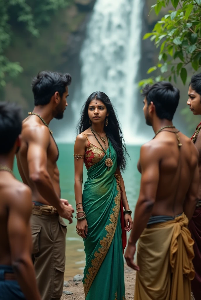 Village Indian woman wearing no clothes surrounded by naked Indian men. The Indian women should be at the centre. the Indian naked men would also insert fingers inside the vagina of Indian women in a seductive way