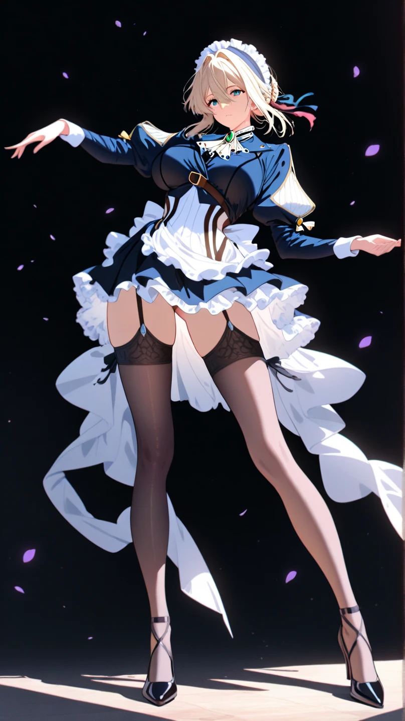 (masterpiece:1.5, Highest quality, Very detailed、 Dutch Angle、Semi-Realistic、Fantasy)(One girl, alone)(White and beautiful hair:1.4,,Straight Long Hair)(White based dress)、((Off the shoulder、Medium Chest、ruby necklace))(from backside,The buttocks are slightly visible、Legs wrapped in tights)(Beautiful starry sky、Mystical Night、Particles of light float around the woman、Fantasyな空間)Kiana Kaslana