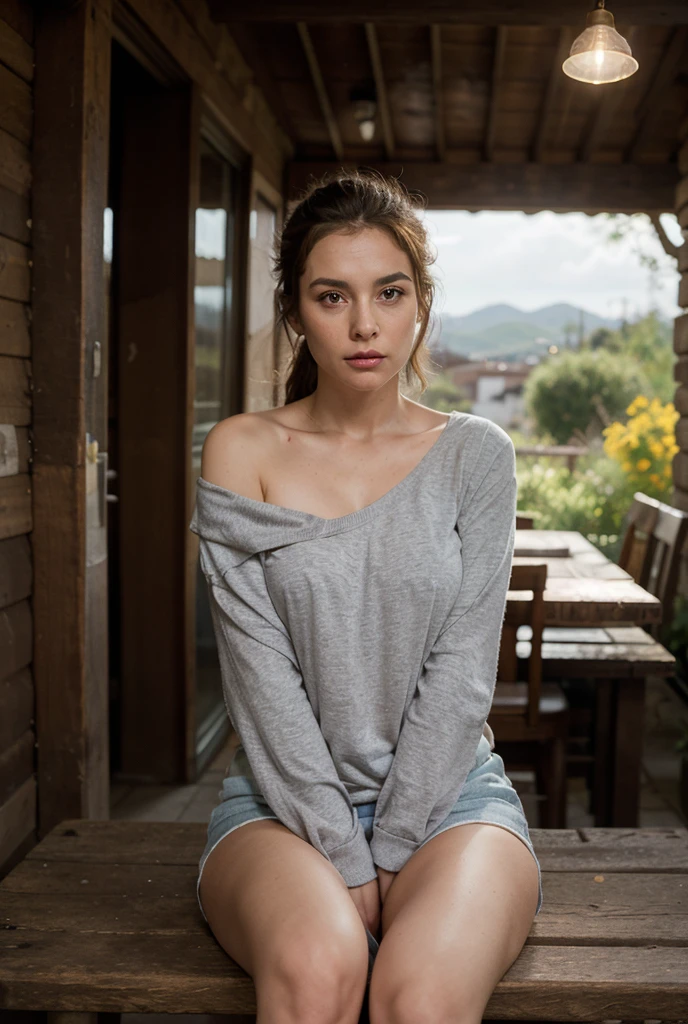 (best quality, ultra detailed, realistic: 1.37) In the heart of Mexico City's bustling Zocalo, amidst the lively energy of the outdoors, a scene of serene devotion unfolds. Our subject, a 20-year-old Argentine influencer, exudes a magnetic charm as she sits gracefully on a park bench. Bathed in the soft glow of the afternoon sun, her blonde locks cascade over her shoulders, framing a face adorned with bright, dark green eyes that radiate with depth and introspection. Clad in a tasteful ensemble that effortlessly blends casual allure with understated elegance, she wears a form-fitting top that accentuates her curves, paired with casual clothes. With a gentle breeze teasing at her clothes, she holds in her hands a Bible adorned with a sleek black cover, its pages whispering timeless truths. As she sits in quiet contemplation, her gaze fixated on the sacred text before her, the din of the surrounding city fades into the background. Here, in this tranquil oasis amidst the urban chaos, she finds solace and communion with the divine. Each word she reads is a prayer whispered to the heavens, a moment of connection between her soul and the infinite. with the precision of a Canon EOS R6 Mark II camera, every detail is rendered with breathtaking clarity. From the delicate curve of her lips to the subtle furrow of her brow, each nuance of her expression speaks volumes of the profound journey unfolding within her heart. This is not merely a photograph; it is a glimpse into a sacred space where the mundane meets the divine, where beauty and spirituality intertwine in perfect harmony.

