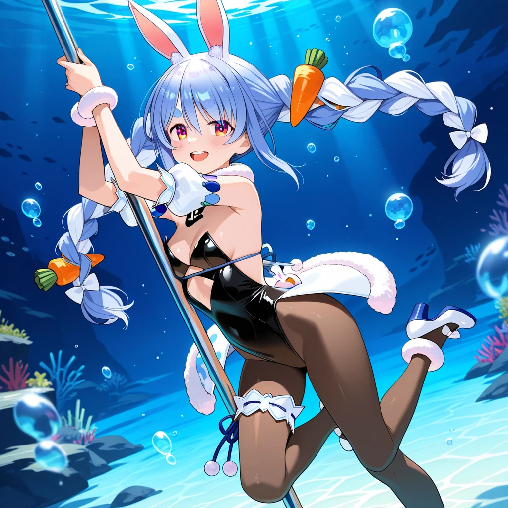 rabbit,flowing water around,blue,clear,Detailed character details