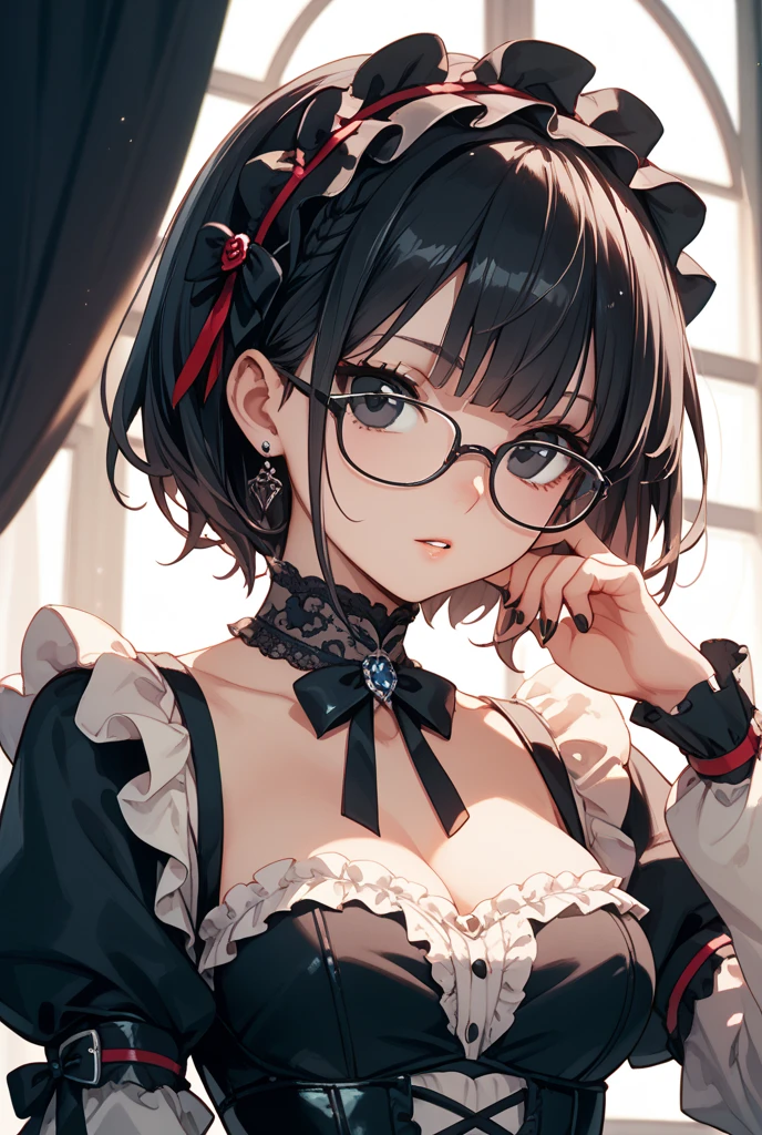 ultra-detailliert, Best Quality, High resolution, ((Kissing face of a cute little girl with big face and black hair))、Pretty eyes、Detailed eye depiction、Eye sparkle、Sareme、Looking at Viewer, pale skin、(((Petite))), (nude)、(flat chest), (big glasses), (blush:1.2), (big eye:1.5), Shy smile, NSFW, In bed, Focus on the face, Long hair, ((The upper part of the body))、sit indian style