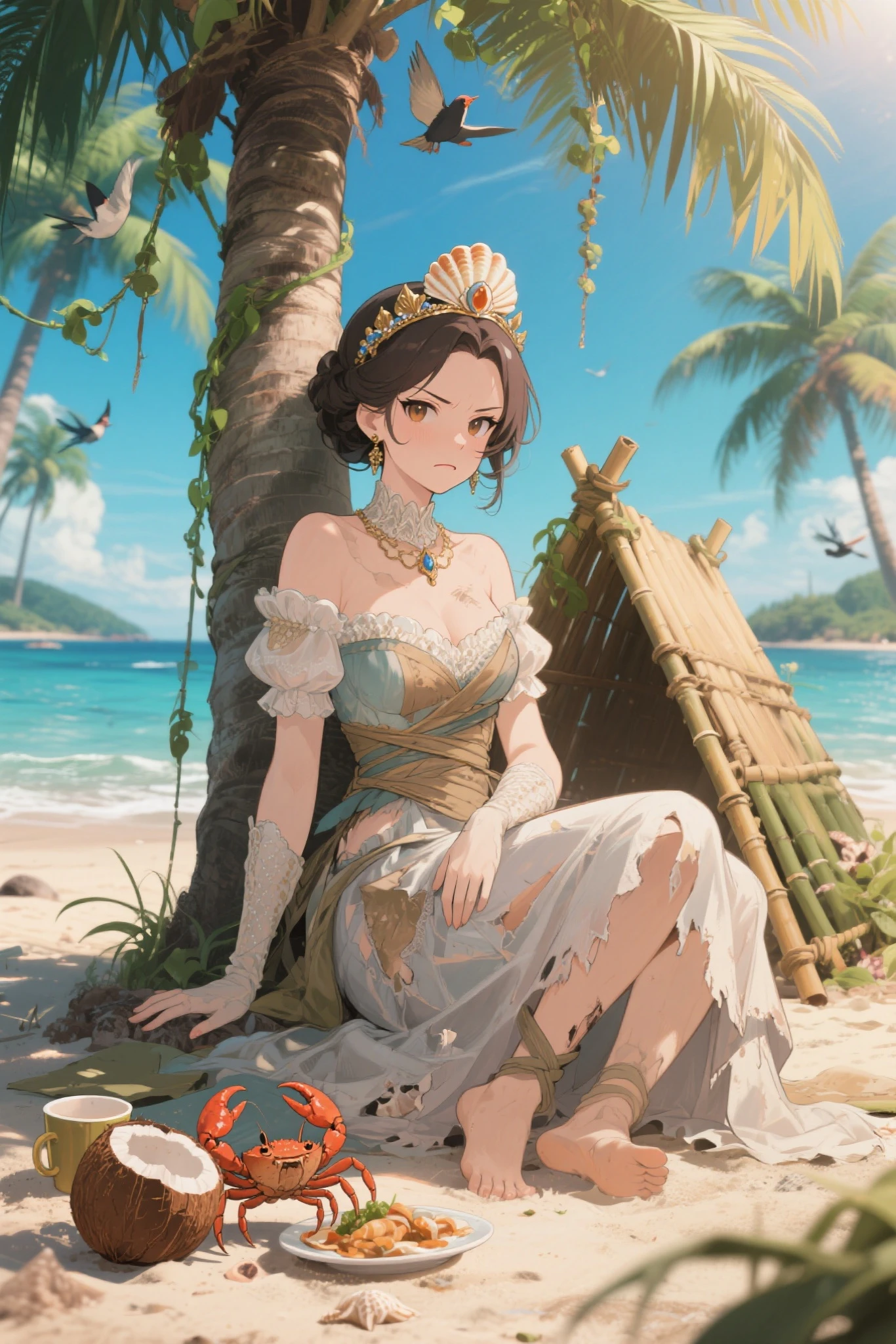 Boa Hancock, one piece, beach, summer, sun, drink, sand, sea