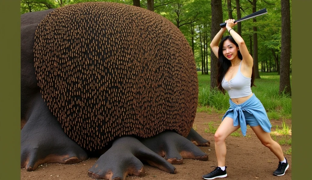 A woman Wearing sportswear nike tank tops and shoes, entangled in Tree branches on the jungle, rock, covered in vines roots, entangled in roots of vines, roots of vines covered, beautiful woman, big breasts, legs open showing pussy, big root fucking her pussy, rock tree roots piercing her pussy, sensual body, big breasts, short wavy hair, beautiful Asian woman, jav idol actress, tied up with tree roots, ghothic jungle background, very realistic, very realistic