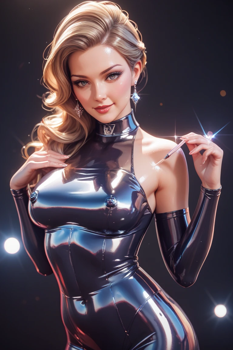 An elegant and refined depiction of [Angelina Jolie: Ana de Armas: 0.5], Skinny rubber set,with vintage colors and textures that evoke the glamour and elegance of sexy women,with fine details, elaborate costumes, and luxurious textures that convey a sense of wealth and power,seductive poses, inspired by fashion photography