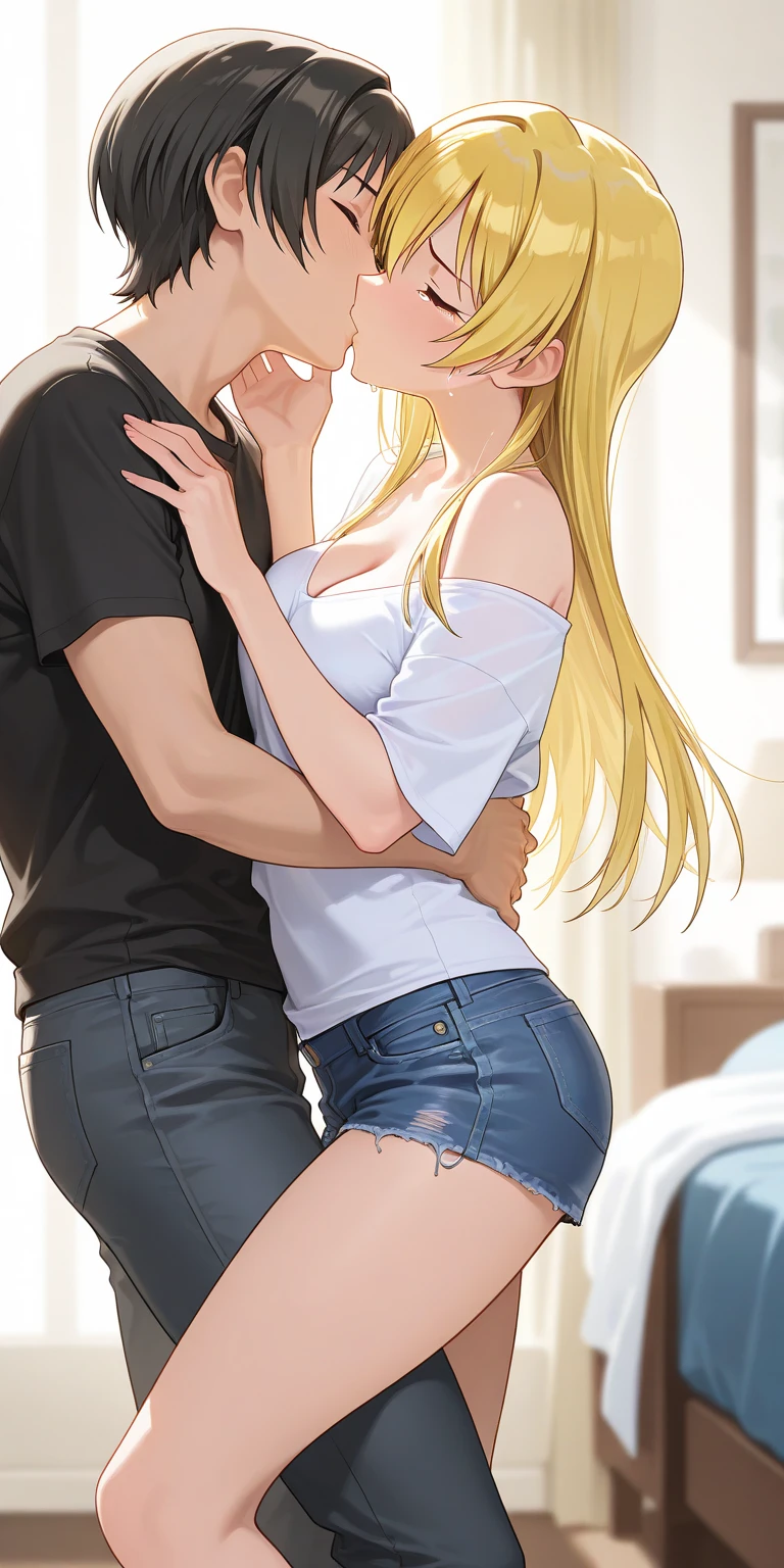 Beautiful girl and a handsome 17 year old touching each other's bodies sexually