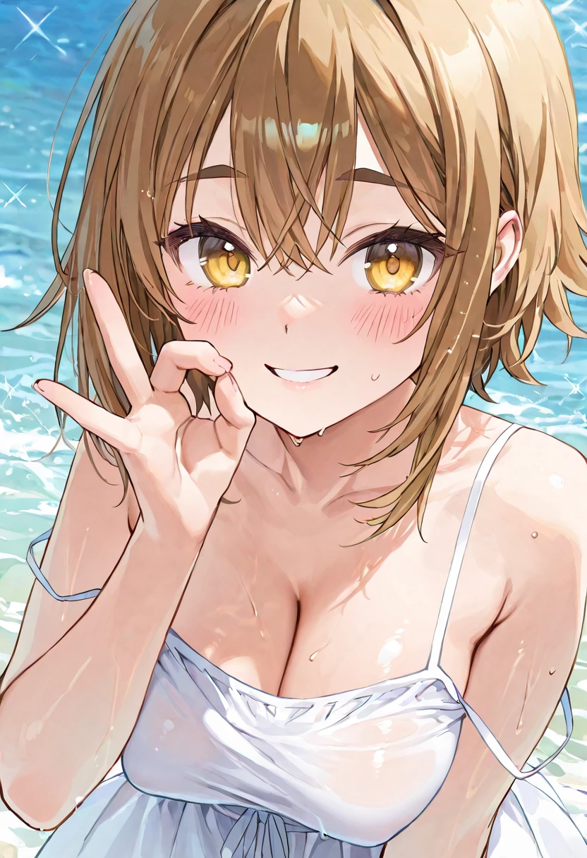 nsfw,uncensored,(super fine illustration,8K CG wallpaper,best quality,extremely detailed,ultra high res anime),1girl, 独奏,idolmaster, ((to complain)), (16yo, beautiful girl), (beautiful dark blue eyes),((((beautiful light brown hair)))), ((extra short hair)),(wet hair), (shiny hair),(wet skin), (pale orange skin),(shiny skin),((blue and orange floral bikini:1.5)),((see-through)),(flat chests,small breasts), ((pubic light brown hair:1.5))), (((clothes lift))),((steam)),(scatter sweat),(one eye closed), ((out tongue)),(Kamimei),(feel good),(ecstacy Face),(summer beach house,sunset),(one eye closed),((??? on body:1.9)),((??? on face:1.9)),((??? on hair:1.9)),((??? in mouth:1.1)),(happy:1.5),(???,cowgirl),(((multiple boys:1.9, peeing on a girl,multiple penises:1.9, ????????)),(twilight),multiple boys, peeing on a girl, facial, ??? on body, multiple penises, ????????,holding ?????))),??????? torogao, saliva trail, nose blush,smile,(spoken heart:1.5),(peace sign:1.5),(ahegao:1.5),(bloom:1.3),(look at camera:1.2),(?????:1.3),(Commemorative photo:1.5),(happy:1.5,love:1.5),