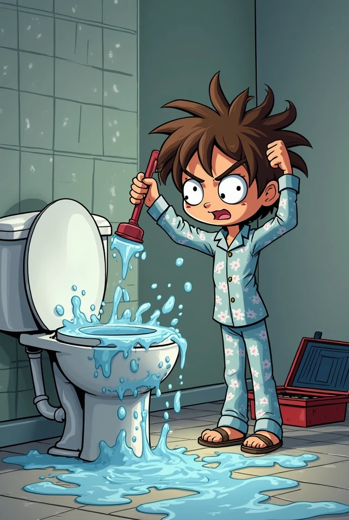 Person:
A yang boy in the image has his face shoked and afraid seen ito front.He are wearing a red shirt.He have hair. His left arm is raised, He carry a super glue and droping on his eye .The right hand is open and facing forward, making a stopping gesture.
Background:
The background is a grey glue textured wall with so much Glue.
Warning Sign:
There is a yellow warning sign with black borders and text on the wall.The sign includes symbols indicating no Glue or open flames are not allowed.
The image seems to convey a strong message,