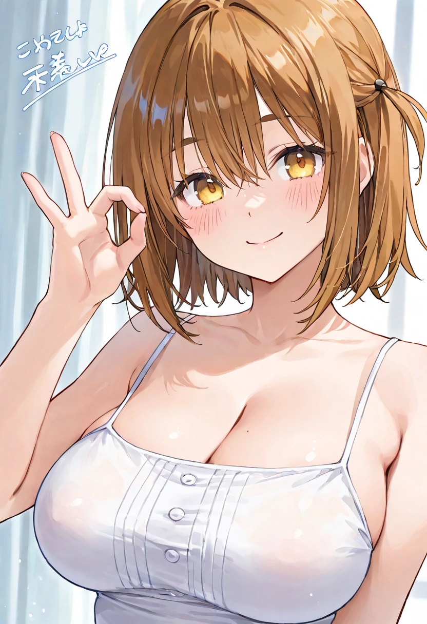 16k,score_9, score_8_up, score_7_up, source_anime, rating_safe,super detailed , hanami ume, brown eyes, brown hair,medium hair, hair bun,ahoge,bikini,white thighhighs,(heart eyes),(heart in eyes),blush,embarrassed,spoken heart,big breast ,blush,beautiful face,beautiful eyes,details eyes,white background