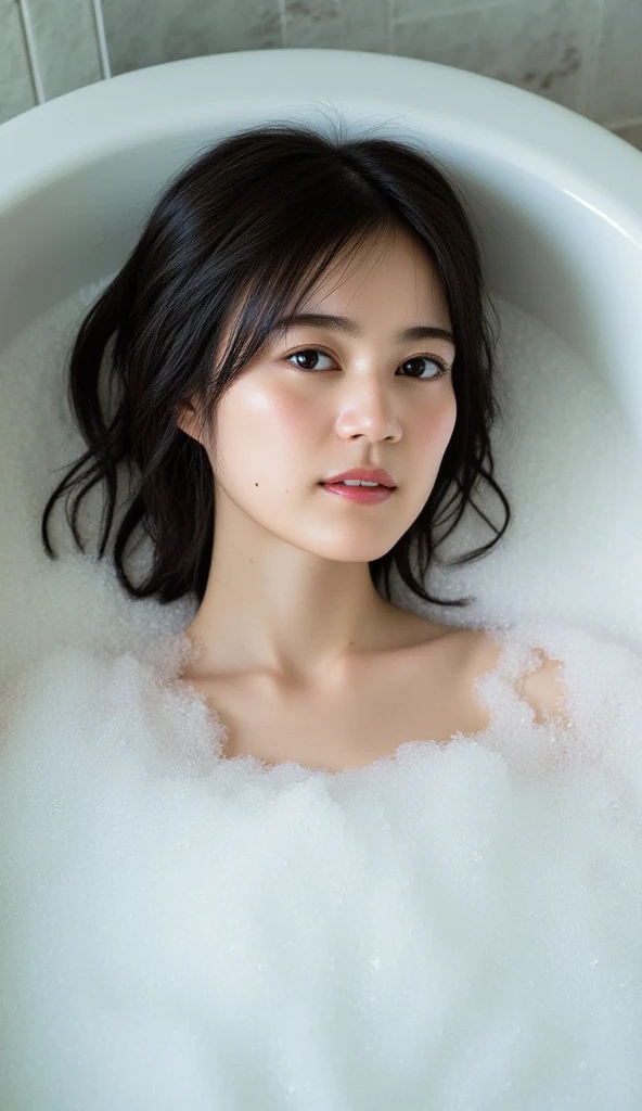(8K、RAW Photos、Highest quality、masterpiece:1.2)、((naked、Nipples、Wet body、smile))、(Realistic、Realistic)、1 Girl、((naked、After sexual、night、Hotel、shower、showerを浴びている、Wet Hair、smile))、cute