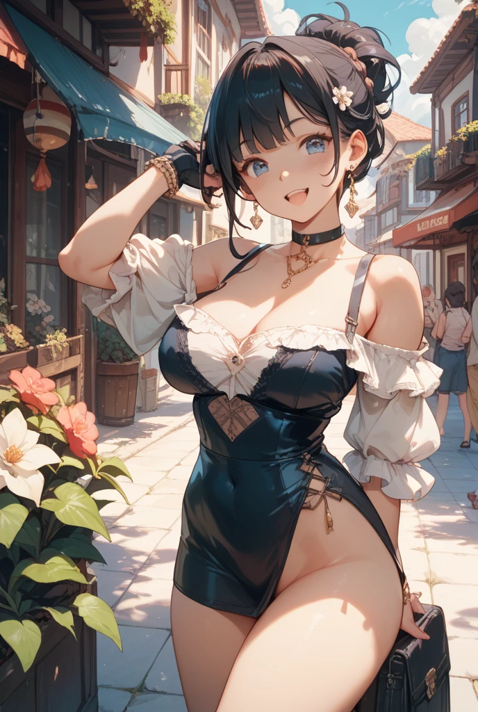 ((best quality)), ((Meisterwerk)), (Detailliert), Perfektes Gesicht, Gorgeous Woman Kneeling on Floor Arms Behind Back, Leather straps on the body. ?????, Stock im Mund