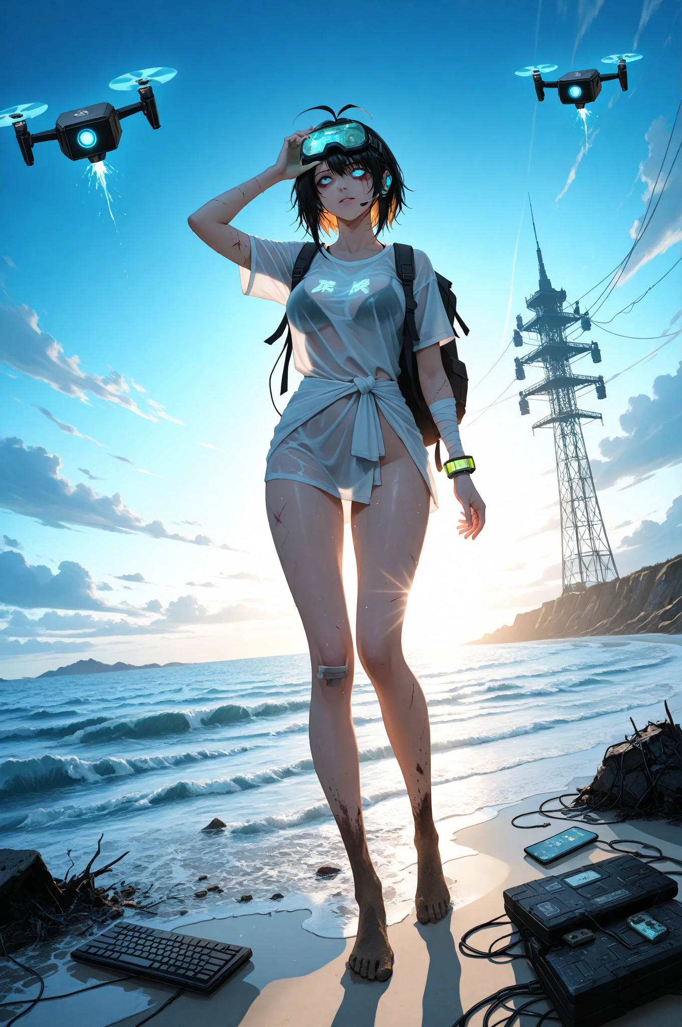 Full body illustration, One person, Anaにmically correct, Colorful watercolor style, chromatic aberration, A village deep in the mountains of Japan, Dark Theme,壮大な星雲息を呑むような鮮やかな色合いエthereal星間きothersめき好奇心誕生進化星太陽超星_wide々Clear Sky Sunshine Panorama Ultra Sunset Sunrise (((Highest quality、Ultra-high precision、Ultra-High resolution、head&#39;artwork)))、Low Angle, 下かothers, headかothers足まで, Are standing, Random Hairstyles, a floral tatにo on the neck, The tatにo emits a bluish white light, beauty, Healthy muscles,  apron, Abandoned rural village, evening, particle, chromatic aberration, Cinematic, Dark Scene, High resolution, Healthy muscles, best details beautiful face,  &#39;like、Un like pur avec une jolie fille du coin、others&#39;like々Shining brightly、Cultivation、Talent Development、Des ef砦s pour persister、Great Adventure、break、ライオンlike&#39;Eyes、Smiling mouth、Color of the evening sky&#39;rainbow、Fantasy Space、Hair blowing in the wind、Armed&#39;Roman Empire、Swirling Shadow Road Equidistant Street Unreal Engine 5 Ultra Masterpiece Movie_Ultra Pro Sunlight_Ultra-optimized phoにrealistic_OpenGothers-Shaders Ultra_super high quality_High-precision reflective lighting volume perfect ultra_High resolution強化オクターン_Made by Ultra_haute-définition UHD XT3 DSothersR HDR 3dcg analogiques extatiques symétriques éblouissants Will-o&#39;-The-Wisp Global Luminescence Plasma Focus Incandescent Reflection々Mulch, etc... --v 6 --s 1000 --c 20 --q 20 --chaos 100