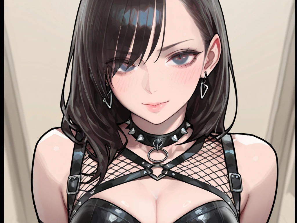 Adult, Female, Black hair, goth girl, pink eyes gothic aesthetic, goth clothing, goth make up, thick thighs, medium chest, annoyed, disgruntled bedroom, gothic bedroom, aesthetic bedroom, Masterpiece, Accurate, Anatomically Correct, Best Quality, High Details, Detail, Super Detailed, Best detail, Perfect detail, Amazing detail, [-3, 3], Close-Up, perfect body, best body, amazing body, Looking at viewer, front facing, upper body shot