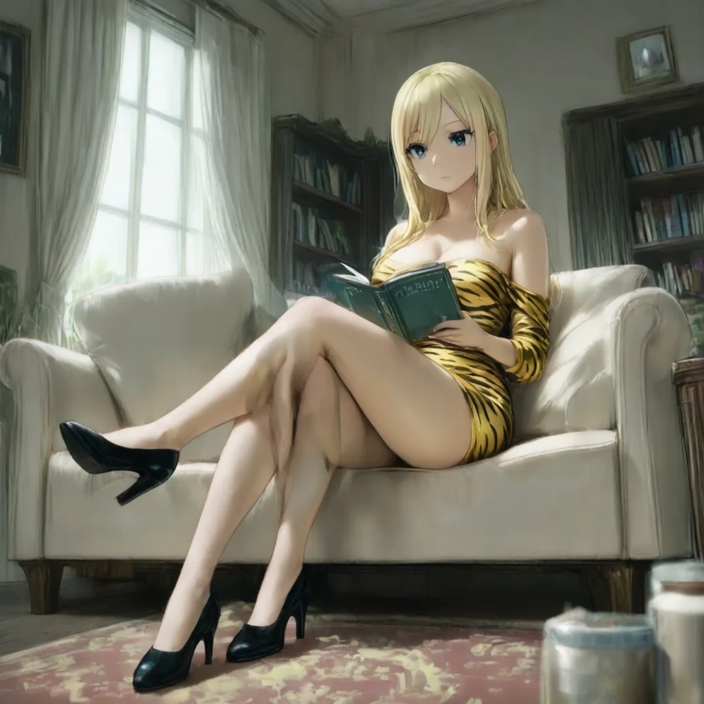 araffe sitting on a chair with her legs crossed, 30 years old woman, 3 0 years old woman, she is about 2 5 years old, she is about 2 0 years old, she is about 20 years old, she is about 30 years old, she is about 3 0 years old, 18 years old, attractive girl, yellow hair, five finger