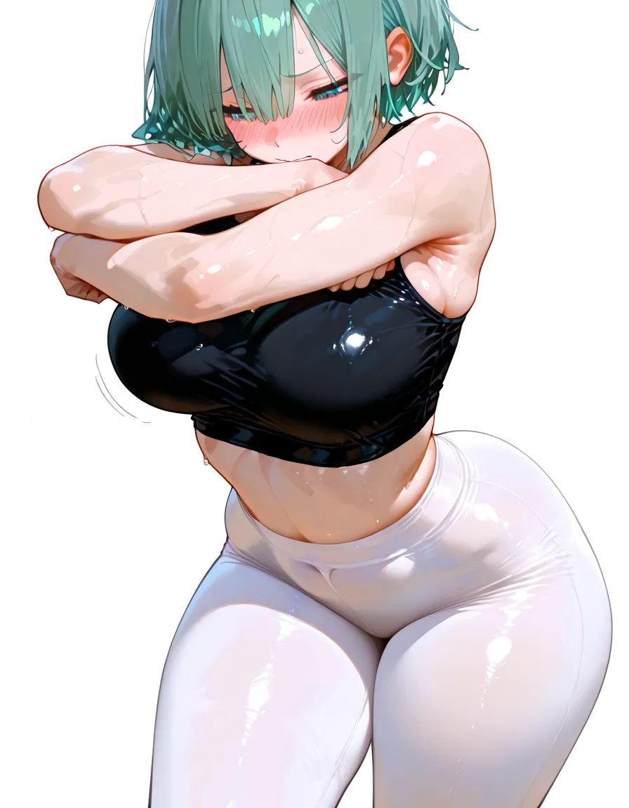 masterpiece, best quality, ultra-detailed, Potrait of beautiful , (chubby) (sexly), (plump), (curvy), (sexly), (Nude), ((tomboy)), (アニメ), (Breasts), (Plump), ((very short hair)), (boyish), (muscular), (naughty), (young), (Short Hair), (pudge face), (cute), (handsome), (Nude), (Big Areola), (Bad body odor), (Elegg), (purple eyes), ((thick)), (The eyes are hidden by the bangs), (Sinister), (insidious), (No light in my eyes), (smile)