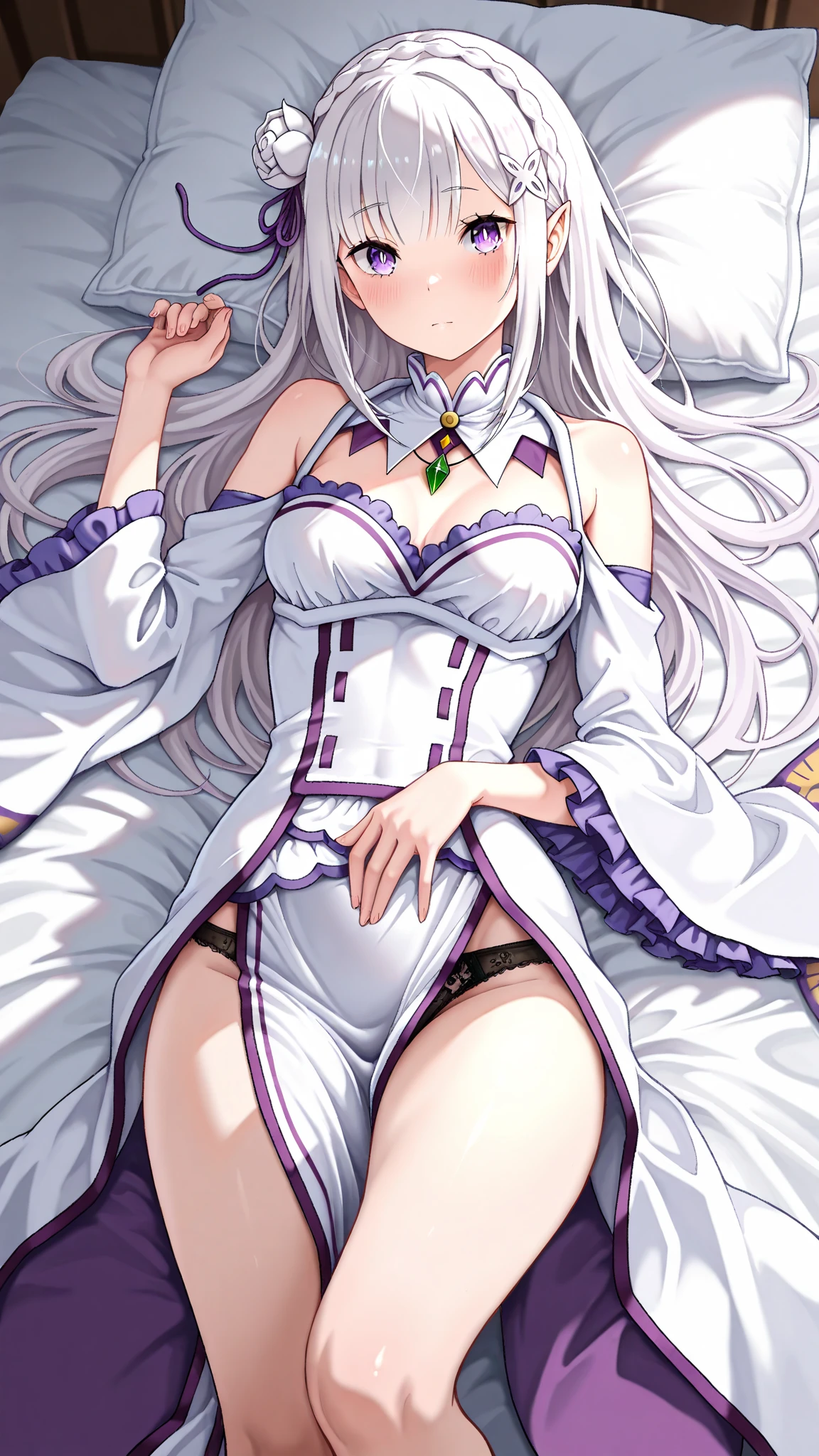 Femilia, 1girl in, Solo, breasts, Smile,((masutepiece,Best Quality:1.4),Ultra-detailed,(Intricate details:1.1),Cinematic Light,short bangs,Beautiful detailed eyes,dakimakura