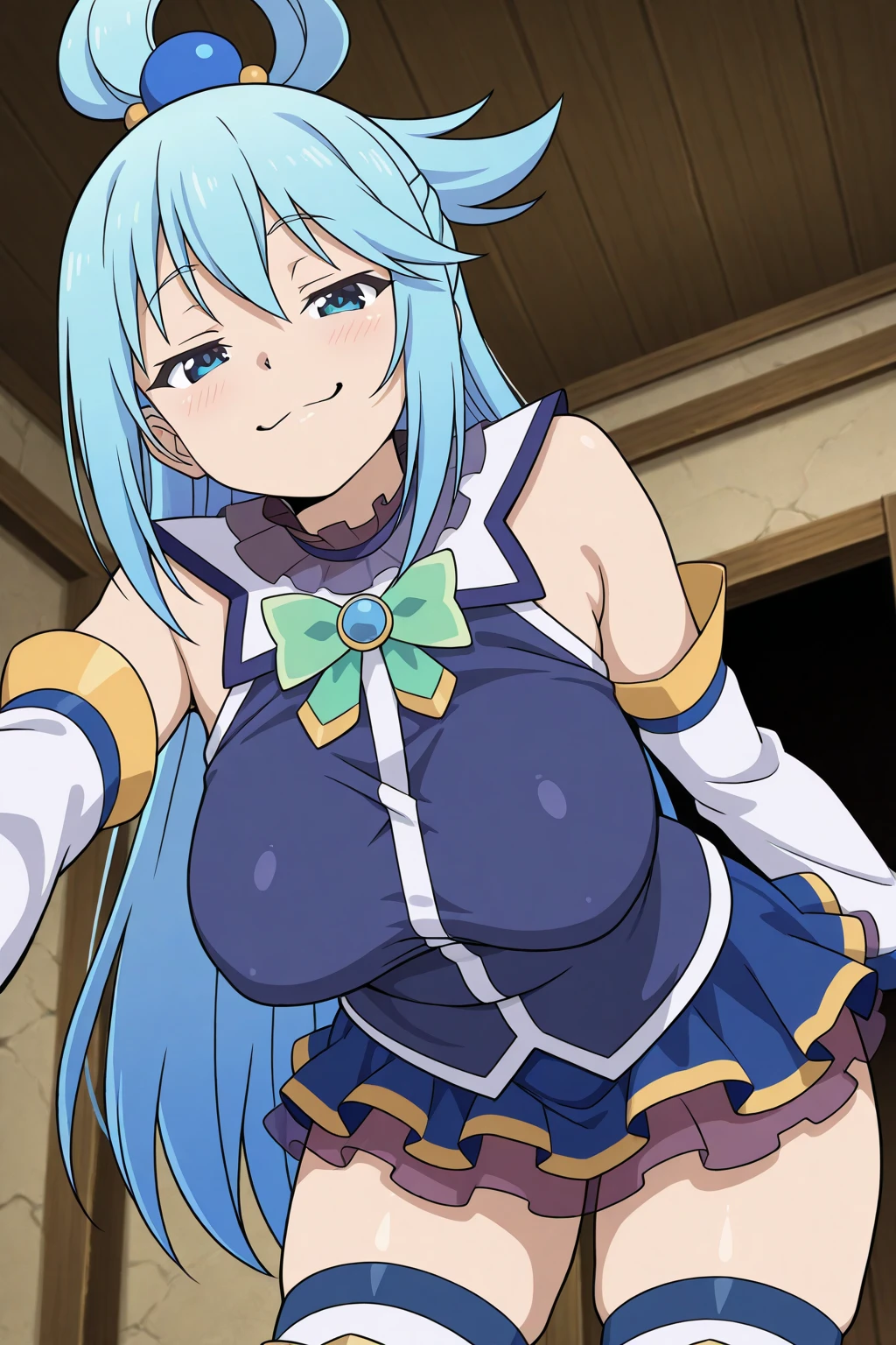 {{{masterpiece}}}, {{{best quality}}}, {{ultra-detailed}}, {illustration}, {{an extremely delicate and beautiful}}, (beautiful detailed eyes:1.6), extremely detailed face, 16k, visual anime de uma jovem mulher, extremamente bonito rosto de anime, anime melhor garota,(High resolution eyes, Beautiful eyes, Light in the eyes), anime face, NSFW, aqua (konosuba), aaaqua, 1girl, cute face, long hair, blue eyes, hair ornament, very long hair, blue hair, bangs, sidelocks, hair rings, single hair ring, hair bobbles, large breasts, thin waist, big hips, curvaceous, BREAK, blue shirt, green bow, choker, sleeveless shirt, bare shoulders, detached sleeves, white sleeves, (blue skirt:1.2), mini skirt, short petticoat, (blue Thigh High Boots:1.3), thighs, zettai ryouiki, BREAK, NSFW, an extremely pretty anime character being fucked by many men in lewd poses, 1girl, rvdbbjmxa, (gangbang:1.5), hetero, penis, group sex, (SEX:1.5),{{{penis into pussy}}}, handjob, pussy, {{open vagina, spread pussy, pussy, clitoris glans, urethra, vaginal opening, labia minora, uterus, smooth pussy}}, taking off clothes, open clothes, Open shirt, breasts, nipples, lift up skirt, multiple boys, multiple penises, orgy, vaginal, double handjob, solo focus, spread legs, oral, blush, (fellatio:1.5), sweat, on back, saliva trail, cum on body, cum on clothes, cum on hair, excessive cum, facial, on the bed, indoors, uncensored, profile