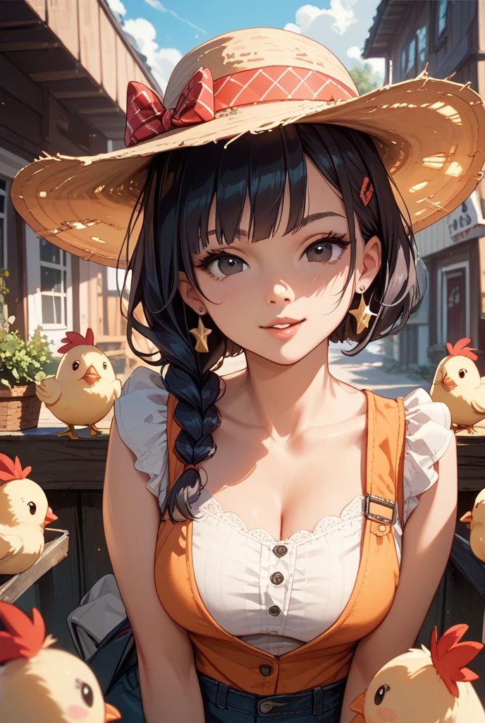 Clover is a human sexy hottest adult women in the world of fair complexion and short brown hair. Official art portrays Clover with yellow irises,showes she feet
Clover wears a cat maid costume colored black and white, presumably denim, They wear a pair of brown shoes and a light brown cowboy hat with a dark brown hatband. Around their neck, Clover sports a yellow bandana with maid costume dot pattern (though some official art depicts it as a checkered blue and yellow bandana and handed a gun he is dressing maid costume
