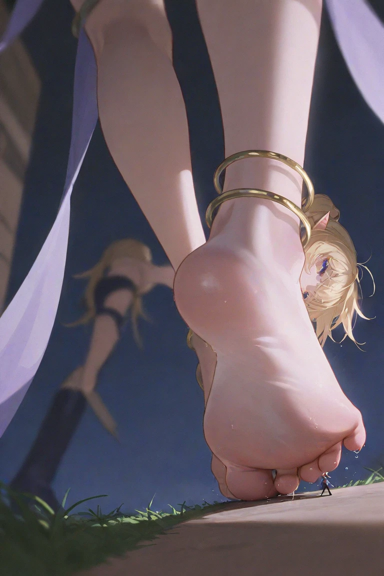 NSFW,masterpiece, Highest quality, One girl, Expander Piercing,Tongue Piercing,Sleepy eyes,beautiful girl,Punkish attire,Blonde,hot pants,Beautiful feet,Full Body,Tongue out,(from below:2),boots