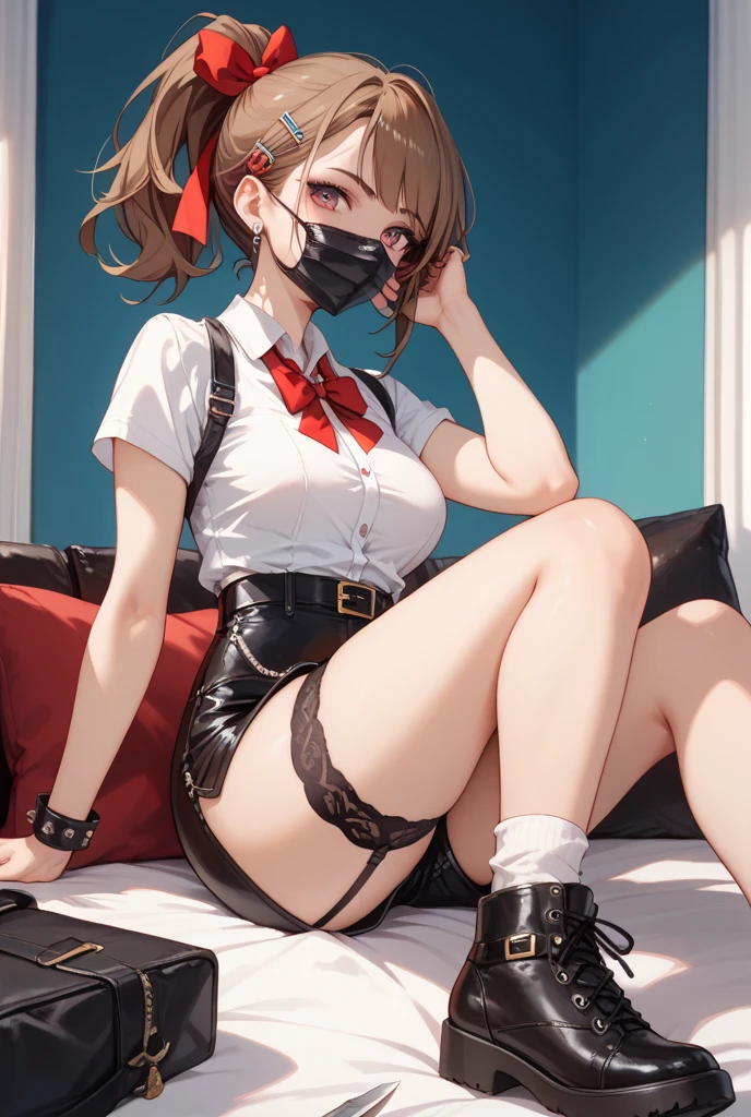 8K RAW photo, high resolution, 2 cool Korean, big round breasts, school uniform, tie, tie ribbon, blazer, skirt, beautiful eyes in detail, long eyelashes, beautiful double eyelids, eye shadow, slit eyes, sanpaku eyes, dark eye makeup, evil smile, beautiful thin legs, short hair gathered at the back, earrings, school classroombondage (Shibari,hands tied behind back:1.5), (Shibari:1.21),Tied up, legs tied, ballgag drooling ((( Orgasm expression )))(((Lying on the conference table)))(((Wear glasses )))(((black ballgag ))