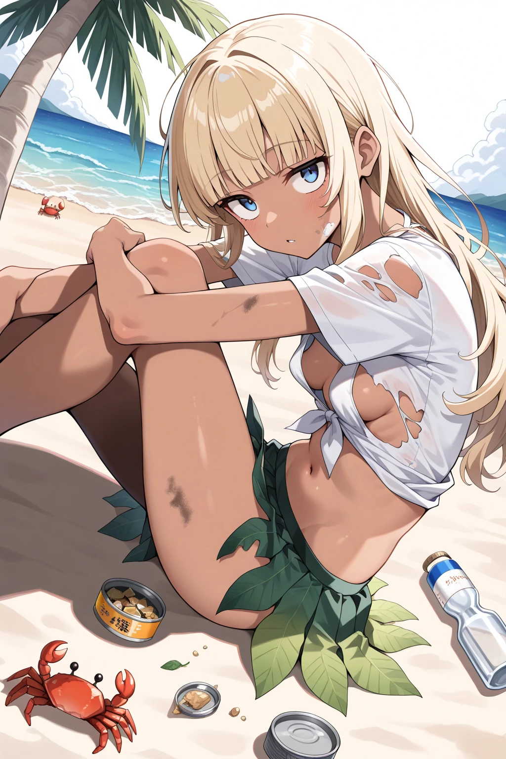 ((best quality)), (((very detailed)), masterpiece, (detailed eyes, deep eyes), (1girl), dynamic pose, upper body, lillie blonde hair, green eyes, medium breasts, (white dress), high heels, sheer clothes, beach, very sweaty, arms up, armpit, almost transparent bikini, lillie hair, small breast, small butt, small ass, lillie hat,