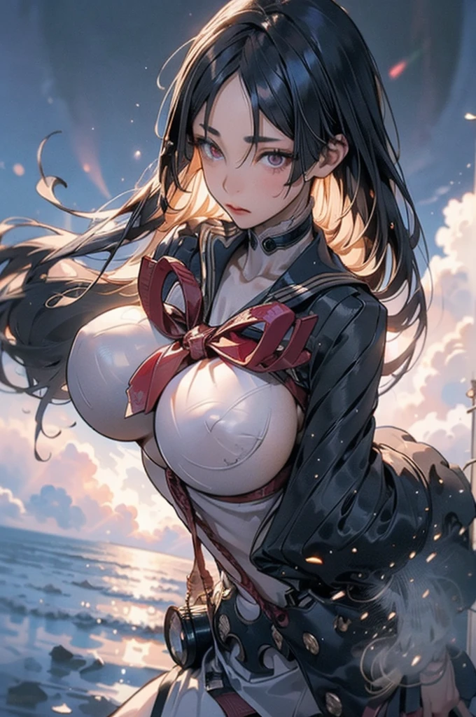 1 Female,High definition,high resolution,Ultra-realistic,8K, aki1, izayoi aki, solo,choker,elbow, black thong , looking back at viewer,smile,big tits ,huge ass, yellow eyes,European,sexy,Upper body close-up,Photographed from the front,Dynamic Angles,blush, big tits,(wide thighs:1.3), happy, wink the eye,facial, sweat