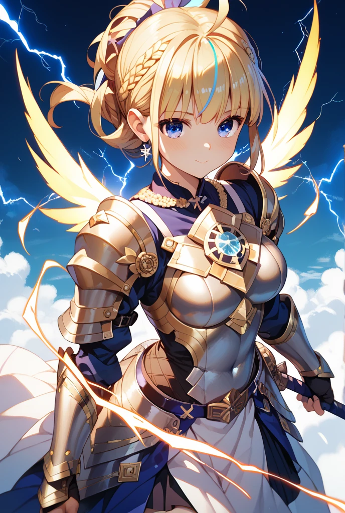 Paladin,beautiful breasts,holding shield,spear, high Quality,best quality