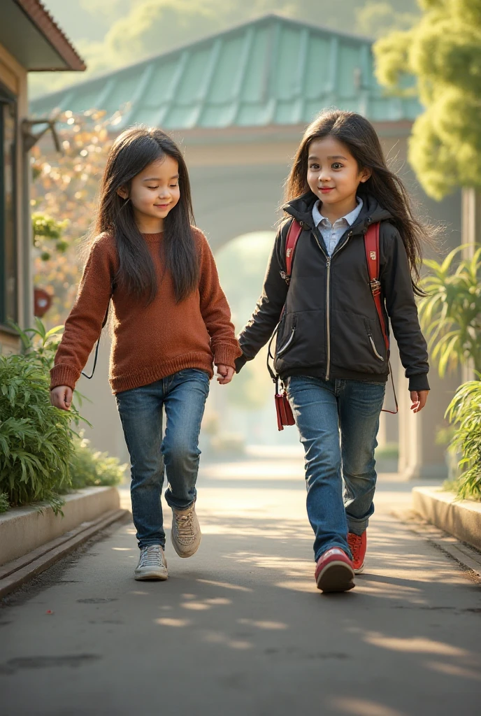 Chibi, a Shiba Inu girl walking on a lead with a girl downtown
